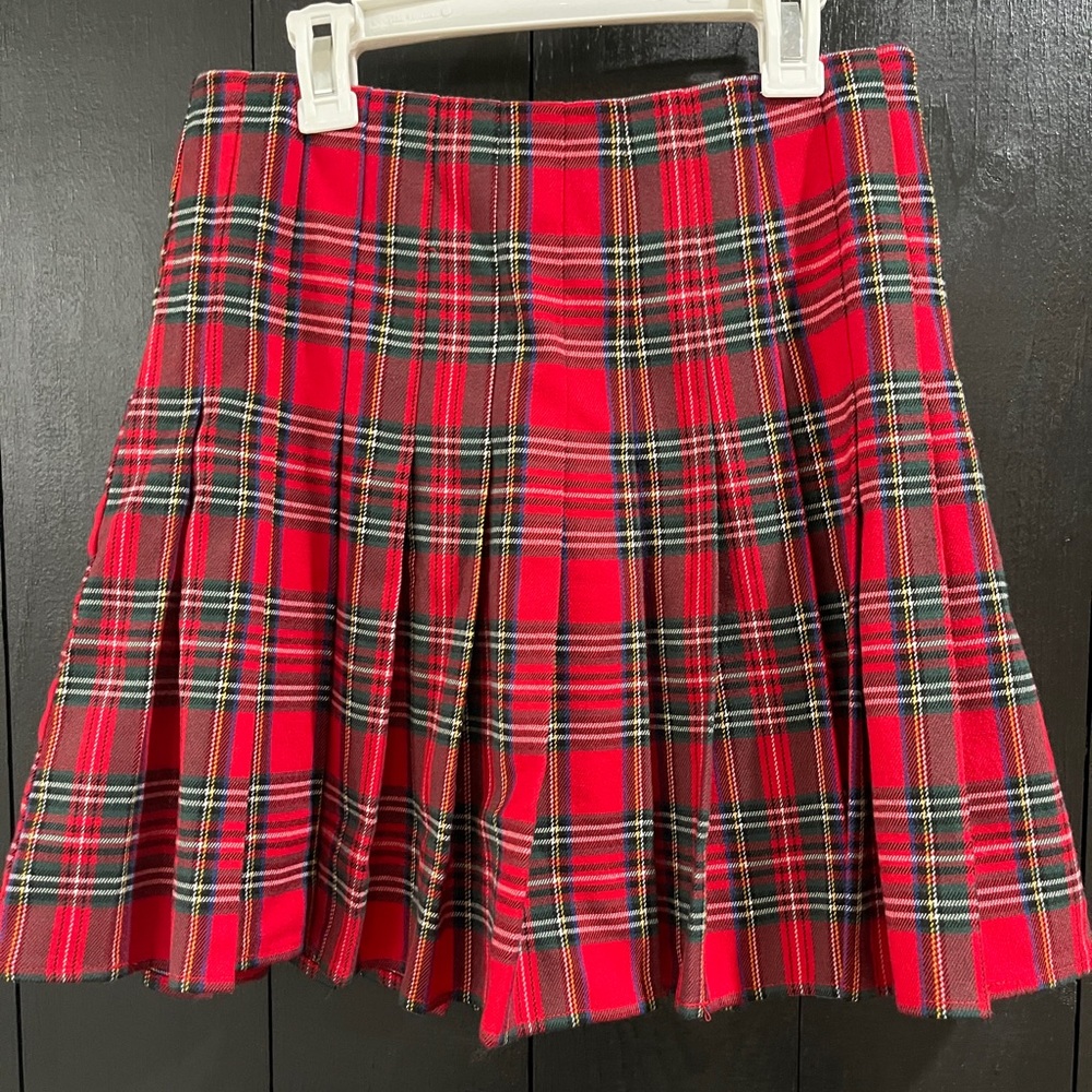 Brandy Melville Red plaid Pleated Dana skirt